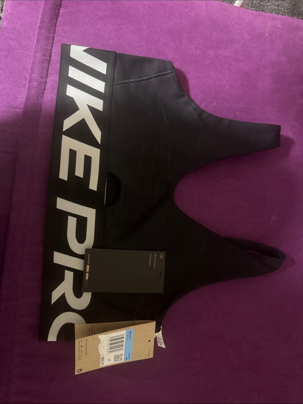 Nike Black Sports Bra with White Logo Band